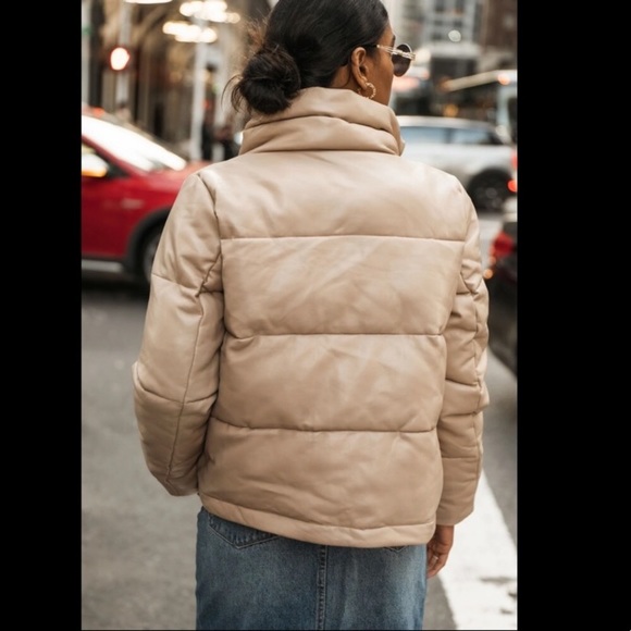 Seven 7 for all Mankind faux leather puffer jacket coat - Picture 3 of 8